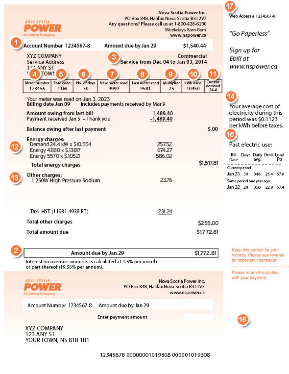 Read Your Bill | Billing and Payments| Nova Scotia Power