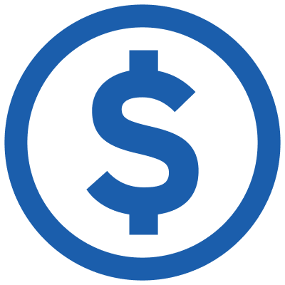 Icon showing a dollar sign in a circle